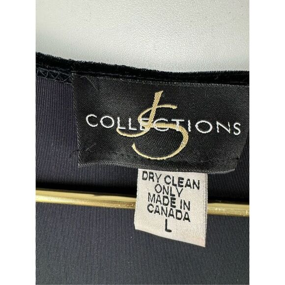 JS Collection Women's Velvet Long Formal Overcoat Jacket Black Sz Large - Picture 2 of 4